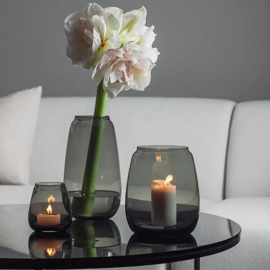Hadeland Glassverk Siccori Vase 26cm Røkgrå