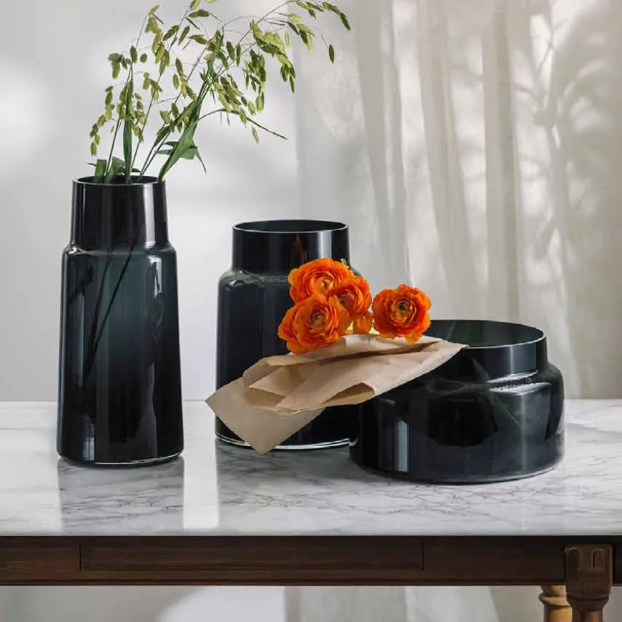 Hadeland Glassverk Tindre Vase/Lyslykt Røkgrå 17,8cm