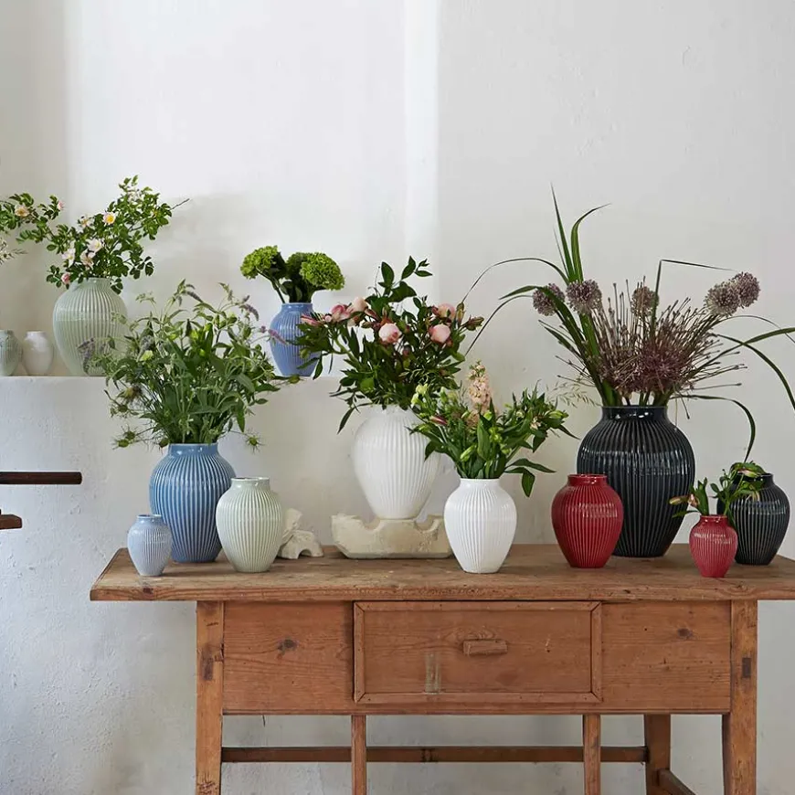 Knabstrup Keramik Vase 20cm Riflet Hvit