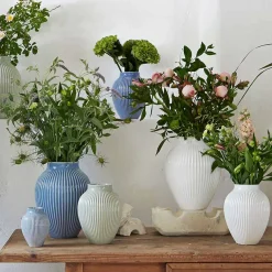 Knabstrup Keramik Vase 12,5cm Riflet Hvit