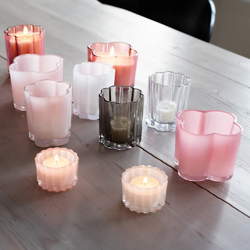 Seasons Love Collection Lyslykt Blomst 8x8,5cm Mørk Rosa